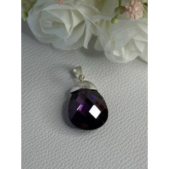 925 Sterling Silver Amethyst Pendant Length 1.40 Inch