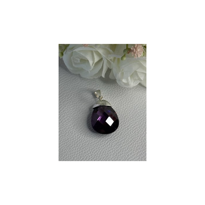 925 Sterling Silver Amethyst Pendant Length 1.40 Inch