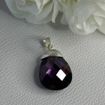 925 Sterling Silver Amethyst Pendant Length 1.40 Inch