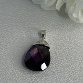 925 Sterling Silver Amethyst Pendant Length 1.40 Inch