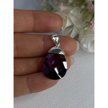 925 Sterling Silver Amethyst Pendant Length 1.40 Inch