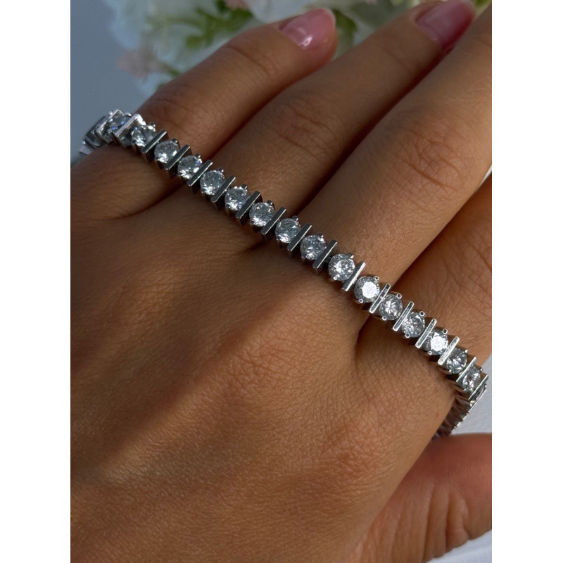 Beautiful 925 Sterling Silver CZ Bracelet Length 7.5 Inch