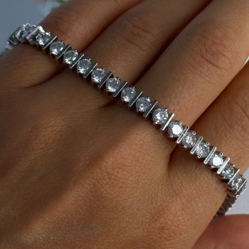 Beautiful 925 Sterling Silver CZ Bracelet Length 7.5 Inch