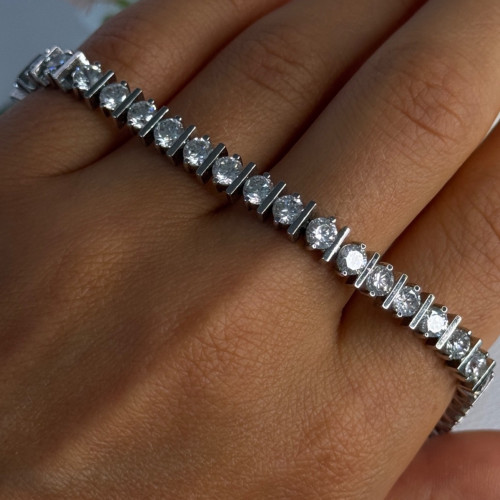 Beautiful 925 Sterling Silver CZ Bracelet Length 7.5 Inch
