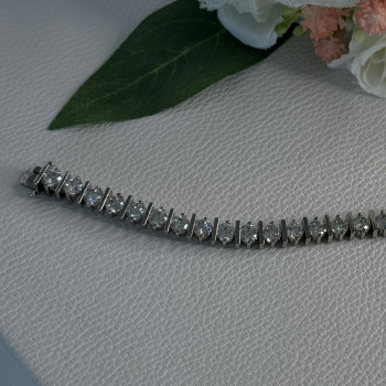 Beautiful 925 Sterling Silver CZ Bracelet Length 7.5 Inch