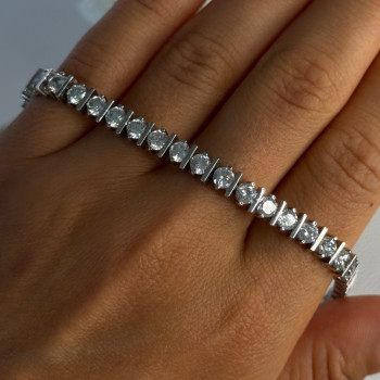 Beautiful 925 Sterling Silver CZ Bracelet Length 7.5 Inch