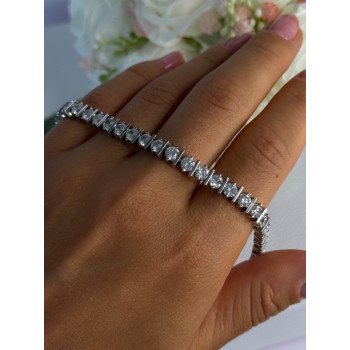 Beautiful 925 Sterling Silver CZ Bracelet Length 7.5 Inch