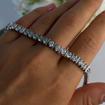 Beautiful 925 Sterling Silver CZ Bracelet Length 7.5 Inch