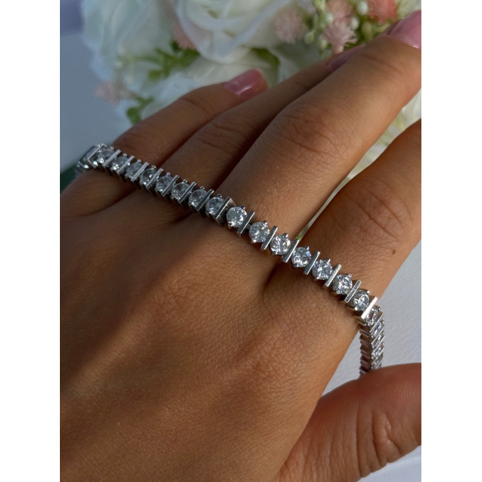 Beautiful 925 Sterling Silver CZ Bracelet Length 7.5 Inch