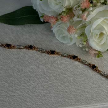 925 Sterling Silver Gold Plated Sapphire Bracelet Length 7.5 Inch