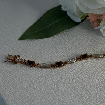 925 Sterling Silver Gold Plated Sapphire Bracelet Length 7.5 Inch