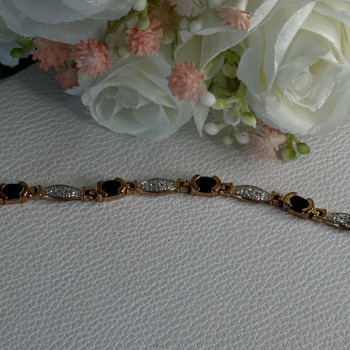925 Sterling Silver Gold Plated Sapphire Bracelet Length 7.5 Inch