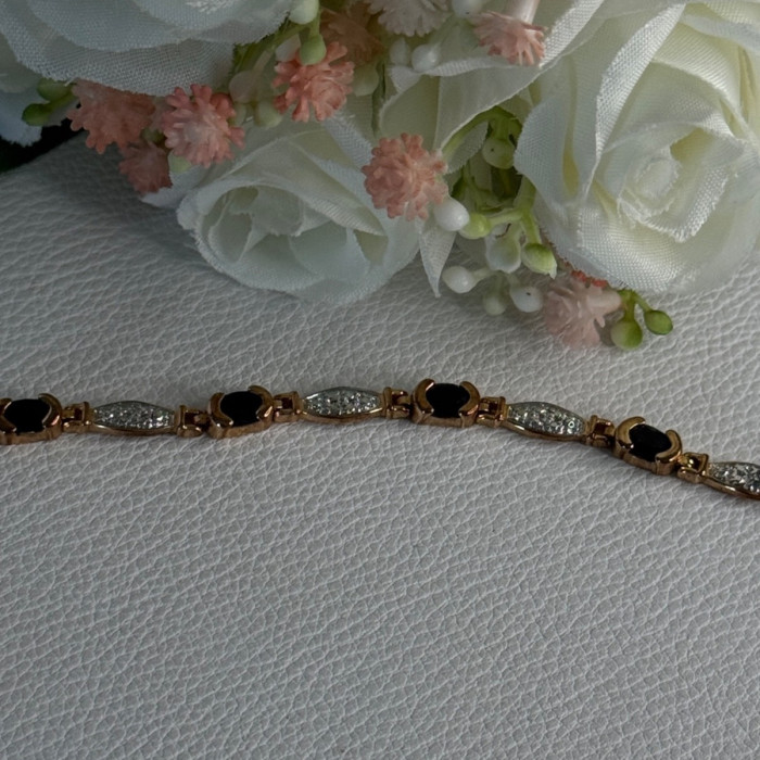 925 Sterling Silver Gold Plated Sapphire Bracelet Length 7.5 Inch