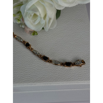 925 Sterling Silver Gold Plated Sapphire Bracelet Length 7.5 Inch