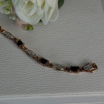 925 Sterling Silver Gold Plated Sapphire Bracelet Length 7.5 Inch
