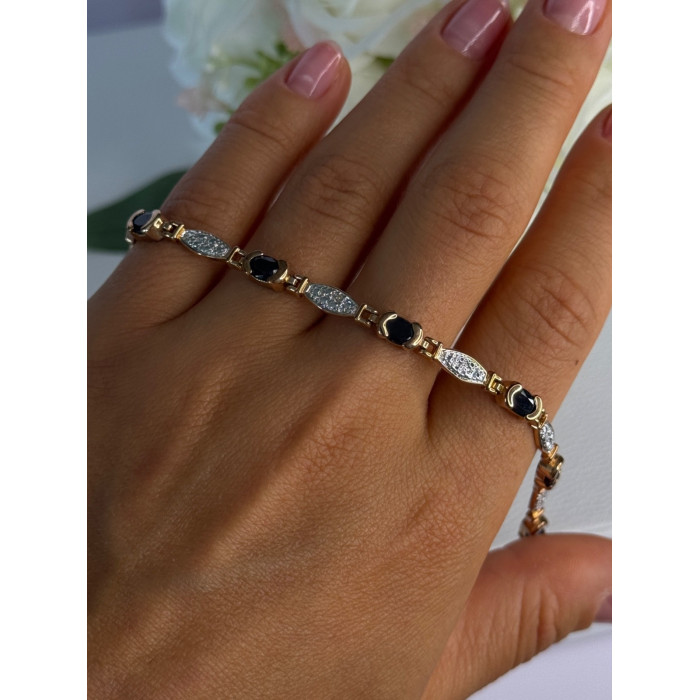 925 Sterling Silver Gold Plated Sapphire Bracelet Length 7.5 Inch