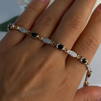 925 Sterling Silver Gold Plated Sapphire Bracelet Length 7.5 Inch