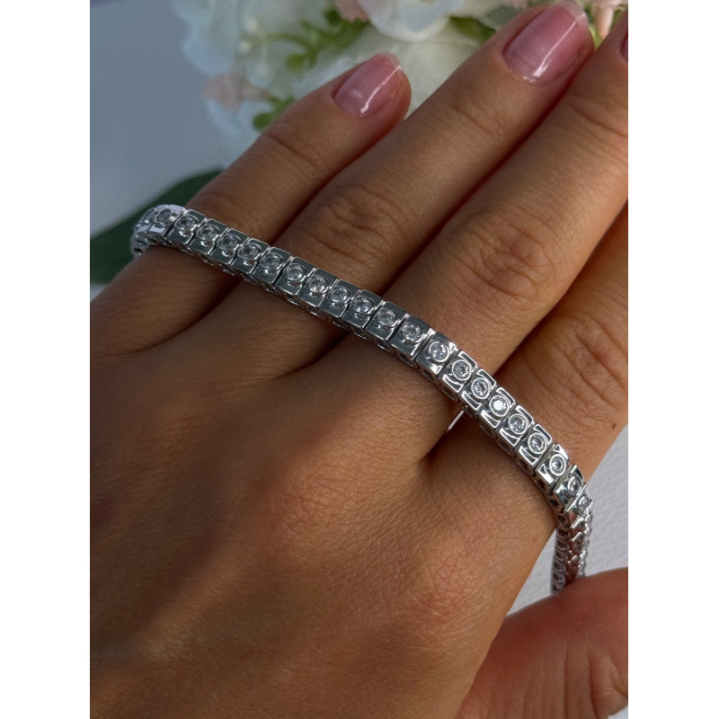 Elegant 925 Sterling Silver CZ Bracelet Length 7.5 Inch