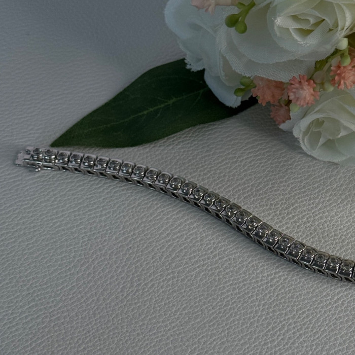 Elegant 925 Sterling Silver CZ Bracelet Length 7.5 Inch