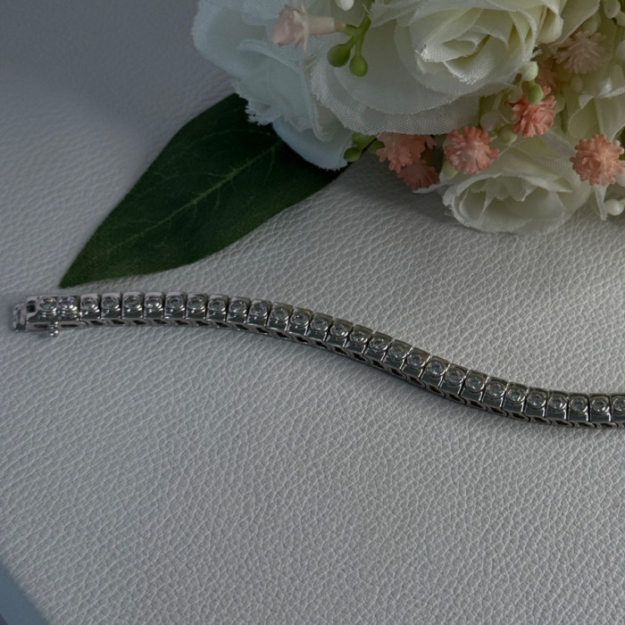 Elegant 925 Sterling Silver CZ Bracelet Length 7.5 Inch
