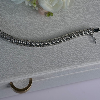 Elegant 925 Sterling Silver CZ Bracelet Length 7.5 Inch
