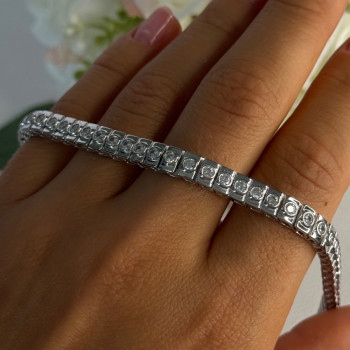 Elegant 925 Sterling Silver CZ Bracelet Length 7.5 Inch