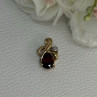 10K Yellow Gold Garnet & Diamond Pendant Length 0.65 Inch