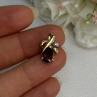10K Yellow Gold Garnet & Diamond Pendant Length 0.65 Inch