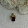 10K Yellow Gold Garnet & Diamond Pendant Length 0.65 Inch
