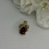 10K Yellow Gold Garnet & Diamond Pendant Length 0.65 Inch