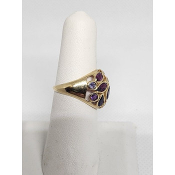 10K YELLOW GOLD & TOURMALINE RING  SIZE 5.5