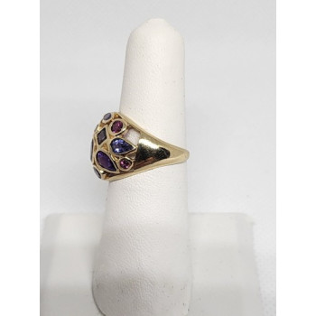 10K YELLOW GOLD & TOURMALINE RING  SIZE 5.5