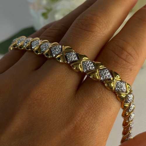 Charming 925 Sterling Silver Gold Plated Bracelet Length 7.5 Inch