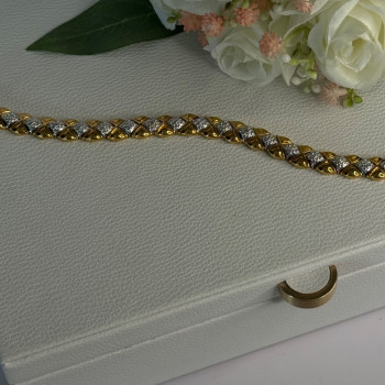 Charming 925 Sterling Silver Gold Plated Bracelet Length 7.5 Inch