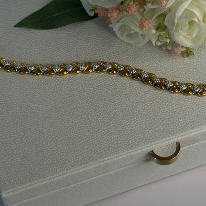 Charming 925 Sterling Silver Gold Plated Bracelet Length 7.5 Inch