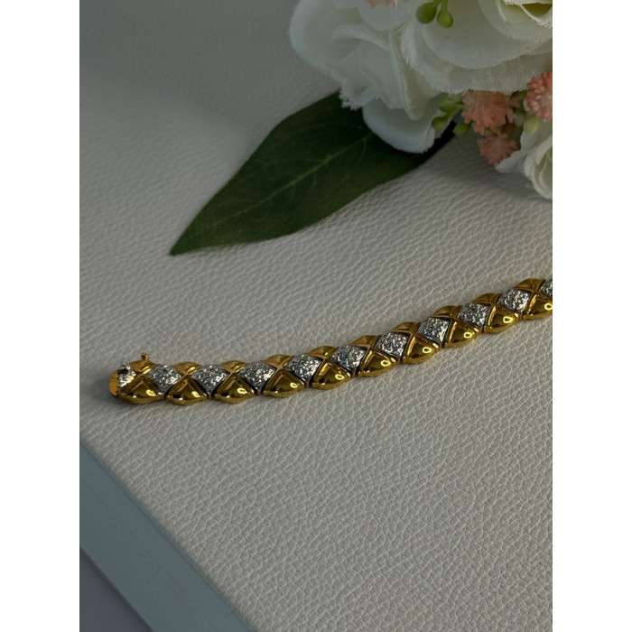 Charming 925 Sterling Silver Gold Plated Bracelet Length 7.5 Inch