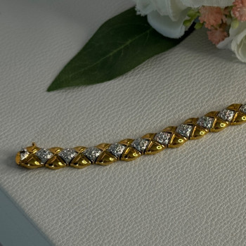 Charming 925 Sterling Silver Gold Plated Bracelet Length 7.5 Inch