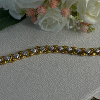 Charming 925 Sterling Silver Gold Plated Bracelet Length 7.5 Inch
