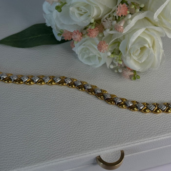 Charming 925 Sterling Silver Gold Plated Bracelet Length 7.5 Inch