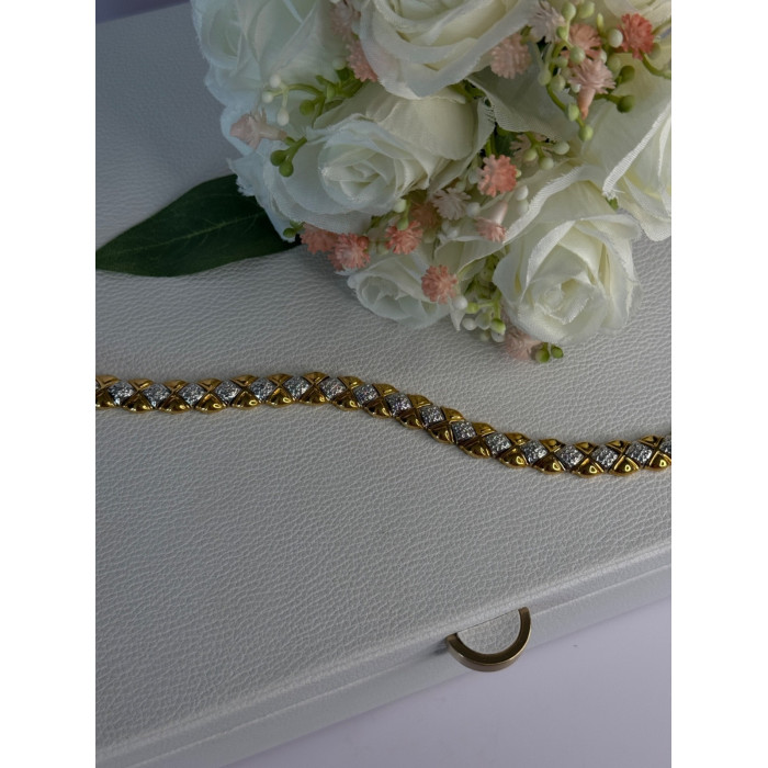 Charming 925 Sterling Silver Gold Plated Bracelet Length 7.5 Inch