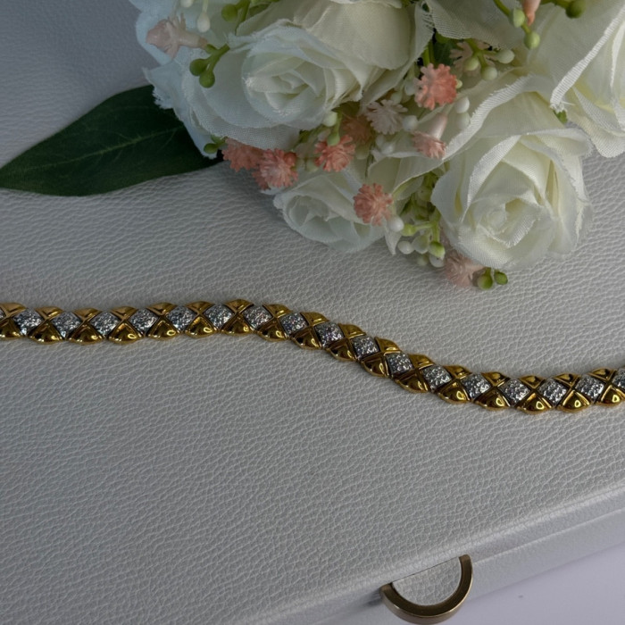 Charming 925 Sterling Silver Gold Plated Bracelet Length 7.5 Inch