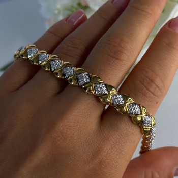 Charming 925 Sterling Silver Gold Plated Bracelet Length 7.5 Inch