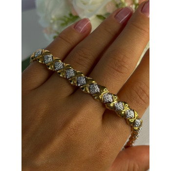 Charming 925 Sterling Silver Gold Plated Bracelet Length 7.5 Inch