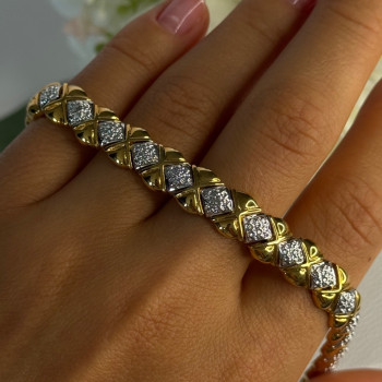 Charming 925 Sterling Silver Gold Plated Bracelet Length 7.5 Inch