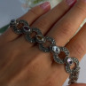 925 Sterling Silver Amethyst Citrine Topaz Marcasite Bracelet Length 7.5 Inch