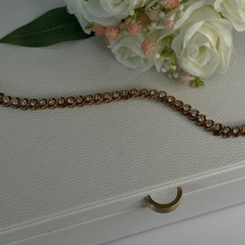 Fas 925 Sterling Silver Gold Plated CZ Bracelet Length 8.5 Inch