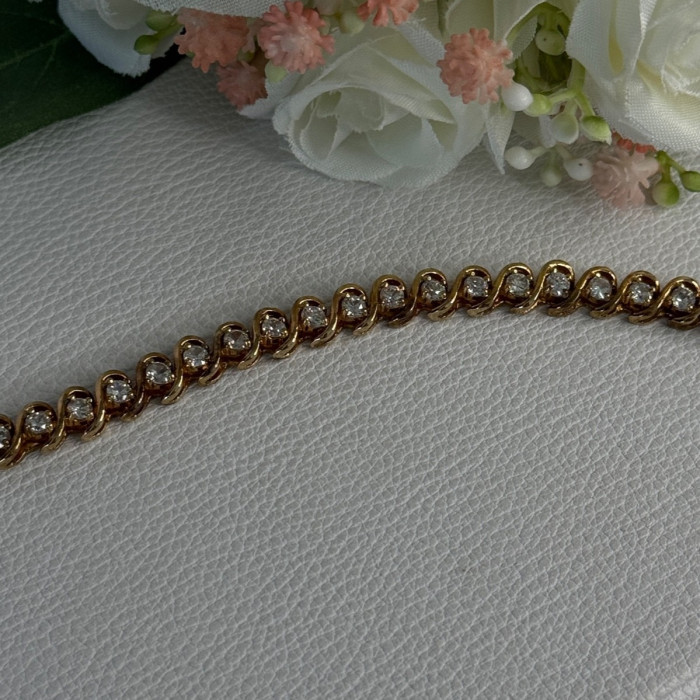 Fas 925 Sterling Silver Gold Plated CZ Bracelet Length 8.5 Inch