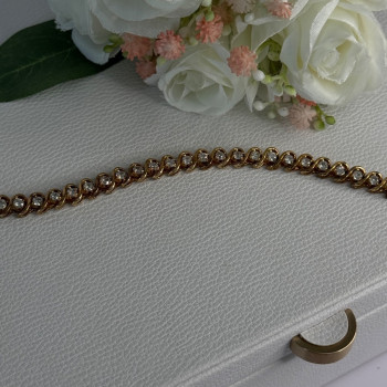 Fas 925 Sterling Silver Gold Plated CZ Bracelet Length 8.5 Inch