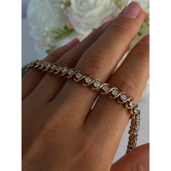 Fas 925 Sterling Silver Gold Plated CZ Bracelet Length 8.5 Inch