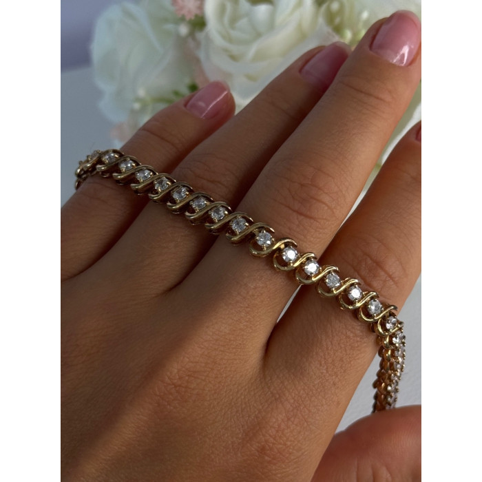 Fas 925 Sterling Silver Gold Plated CZ Bracelet Length 8.5 Inch
